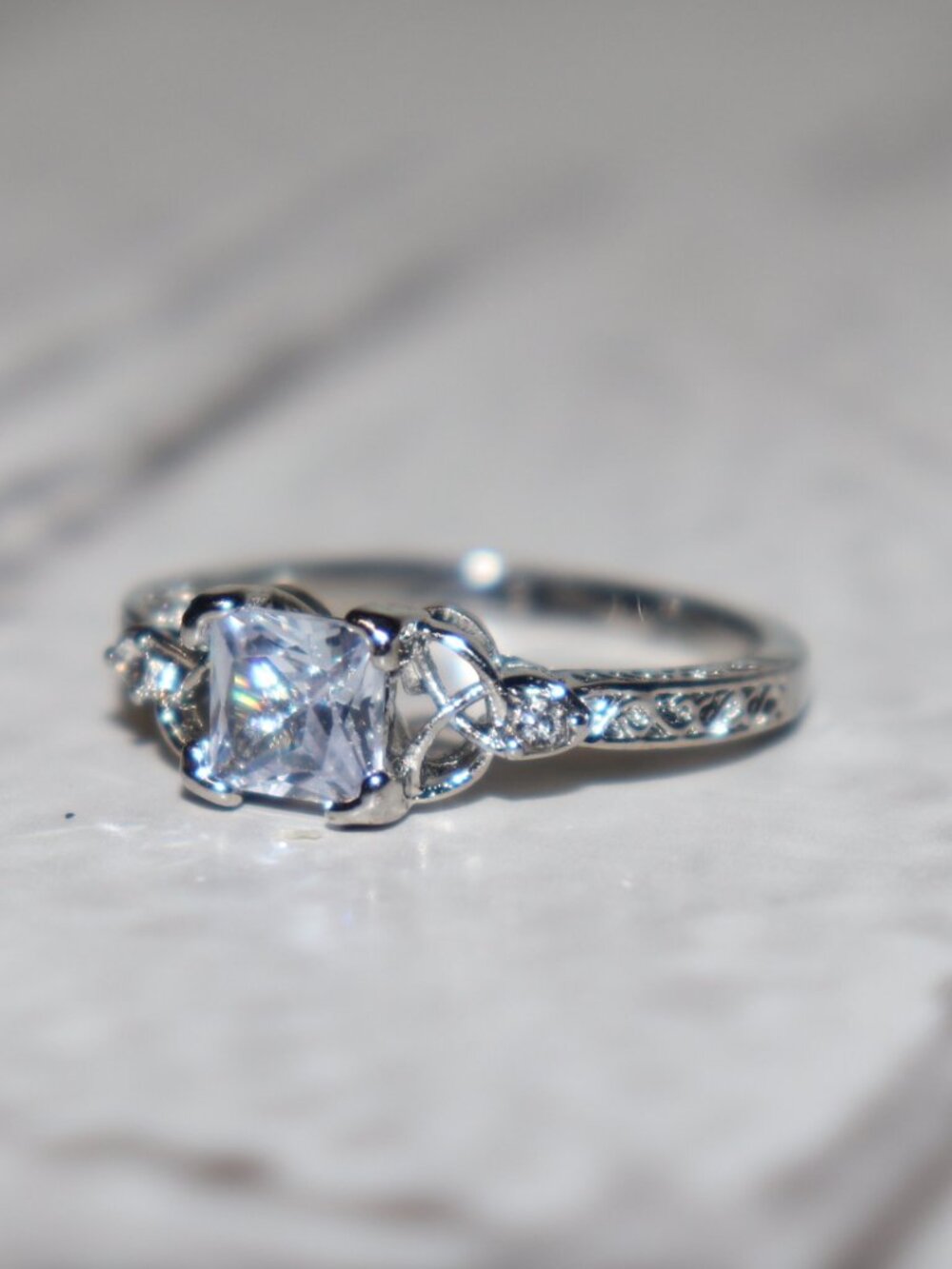 🤍✨ Silver Square‑Cut CZ Ring · Size 9.25 · NWOT - Picture 3 of 4